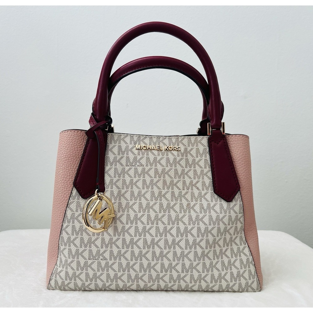 Michael Kors Kimberly MK Signature Leather‎ Small Satchel Handbag Crossbody Bag